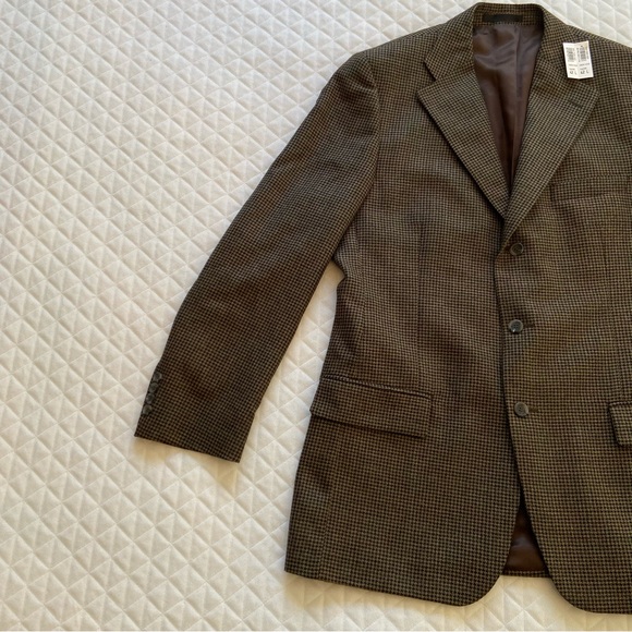 Harold Powell Mens Sport Coat Blazer Tweed Wool Button Jacket HoundsTooth 42Long - Picture 10 of 16